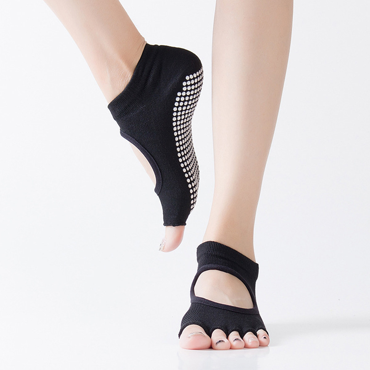 Pilates Yoga Exercises - Women Five Toe Yoga Socks Non