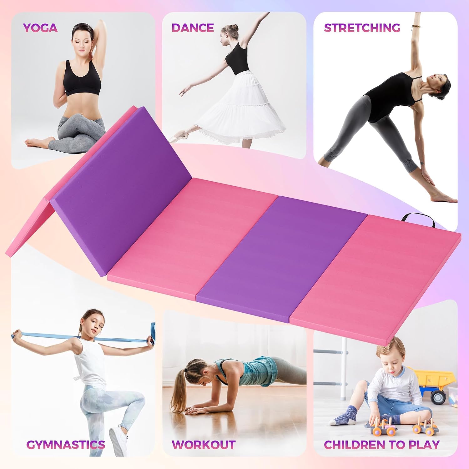 Pilates Yoga Matte - Foldable Yoga Mat Gymnastics Mat 5-Fold