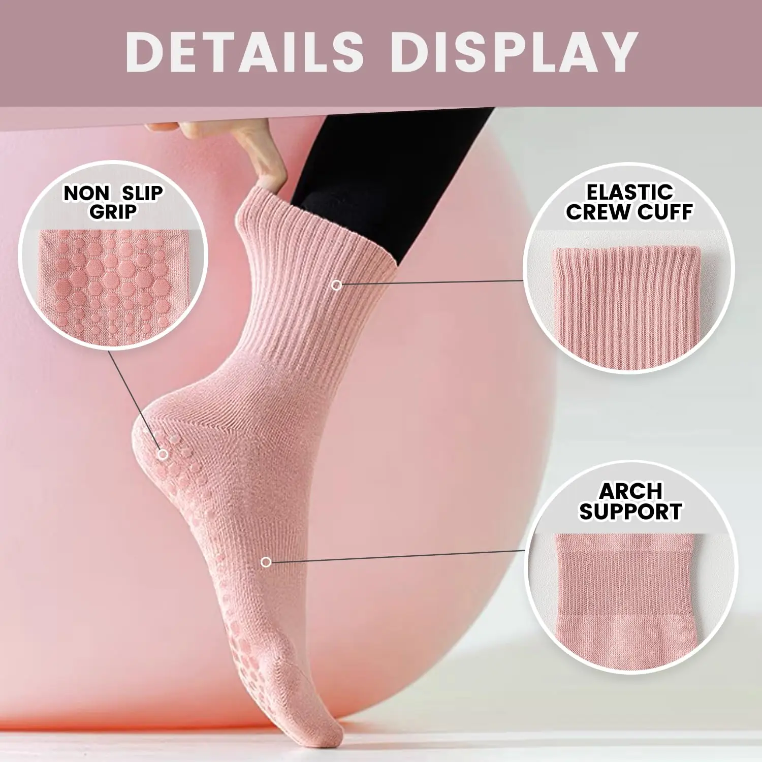 4 pairs of women's yoga socks, - Pilates & Yoga Tina Fehrenbach 评论和价格